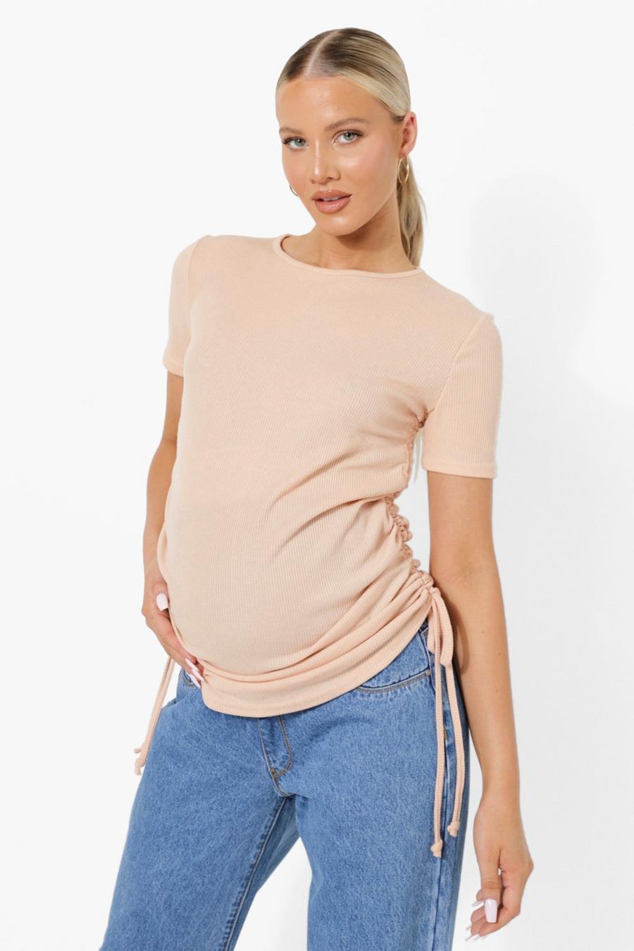 Blush Maternity Rib Ruched Side T-shirt image number 1
