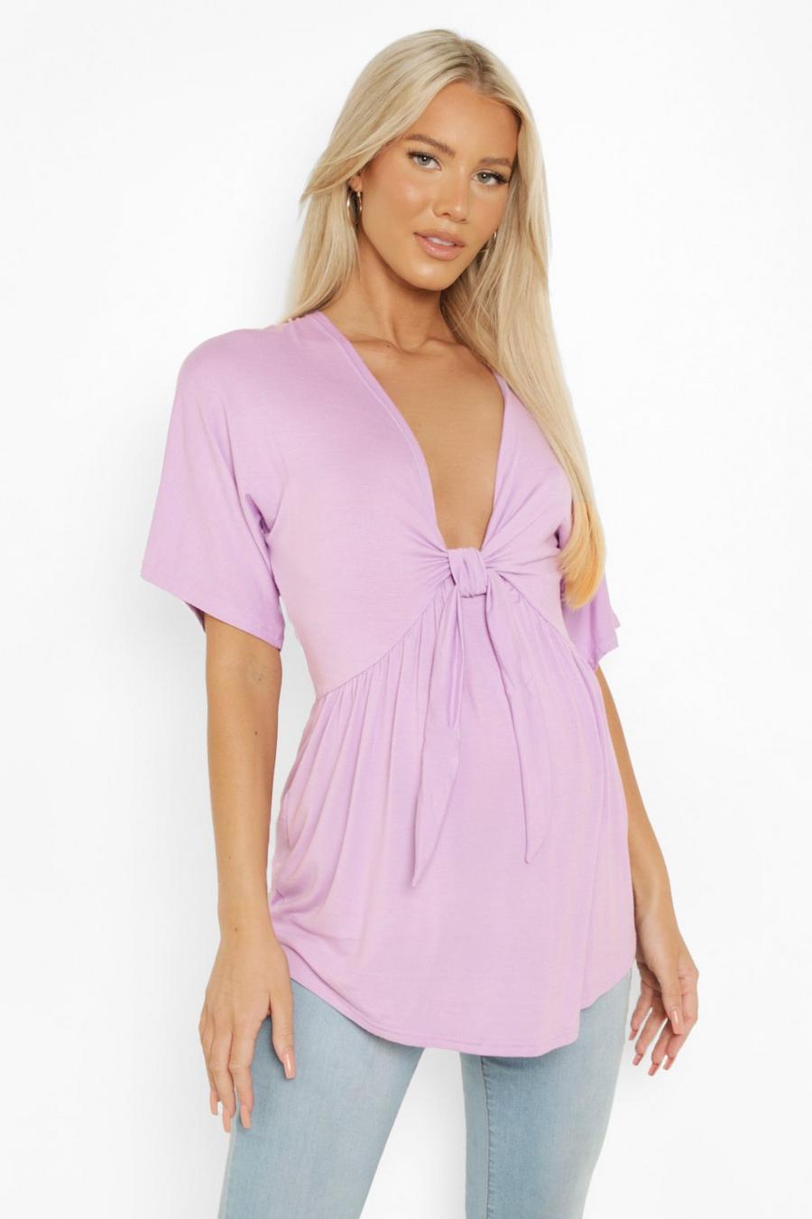 Lilac Maternity Knot Front Smock Top image number 1