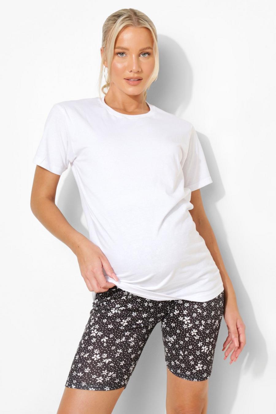 Black Maternity Ditsy Cycling Short image number 1