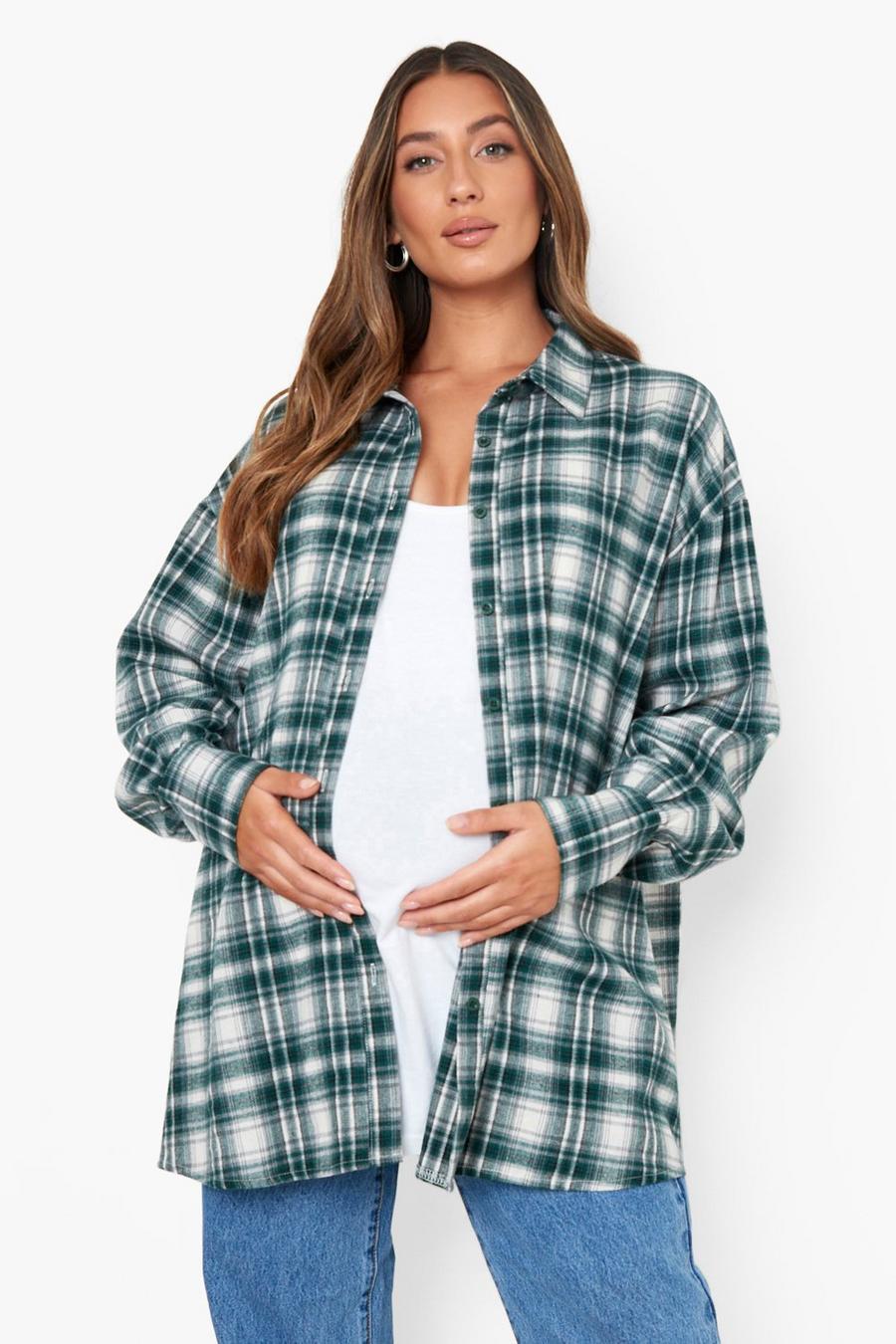 Forest Maternity Oversized Check Shirt image number 1