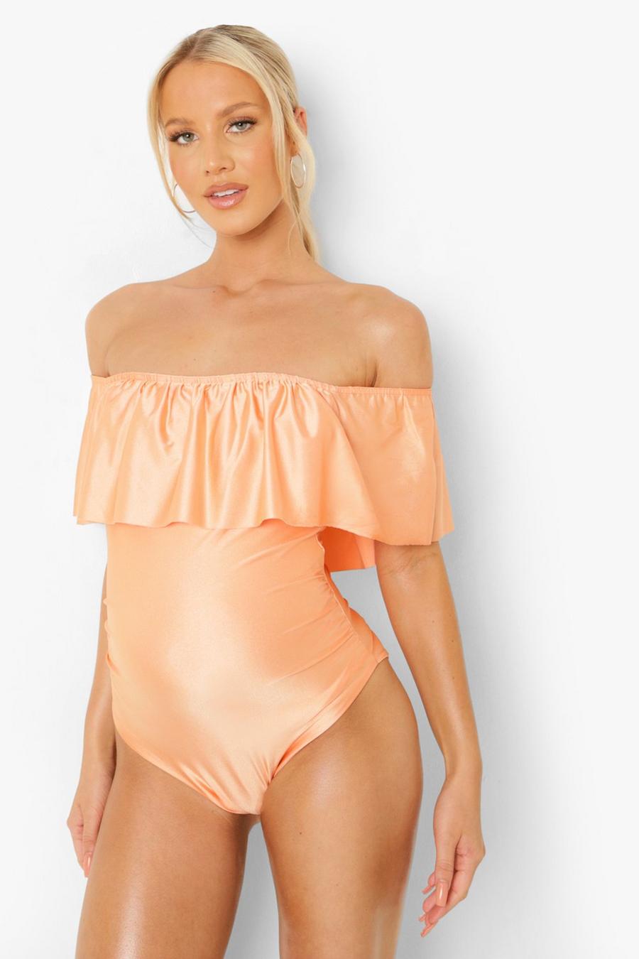 Coral Maternity Bardot Overlay Swimsuit image number 1