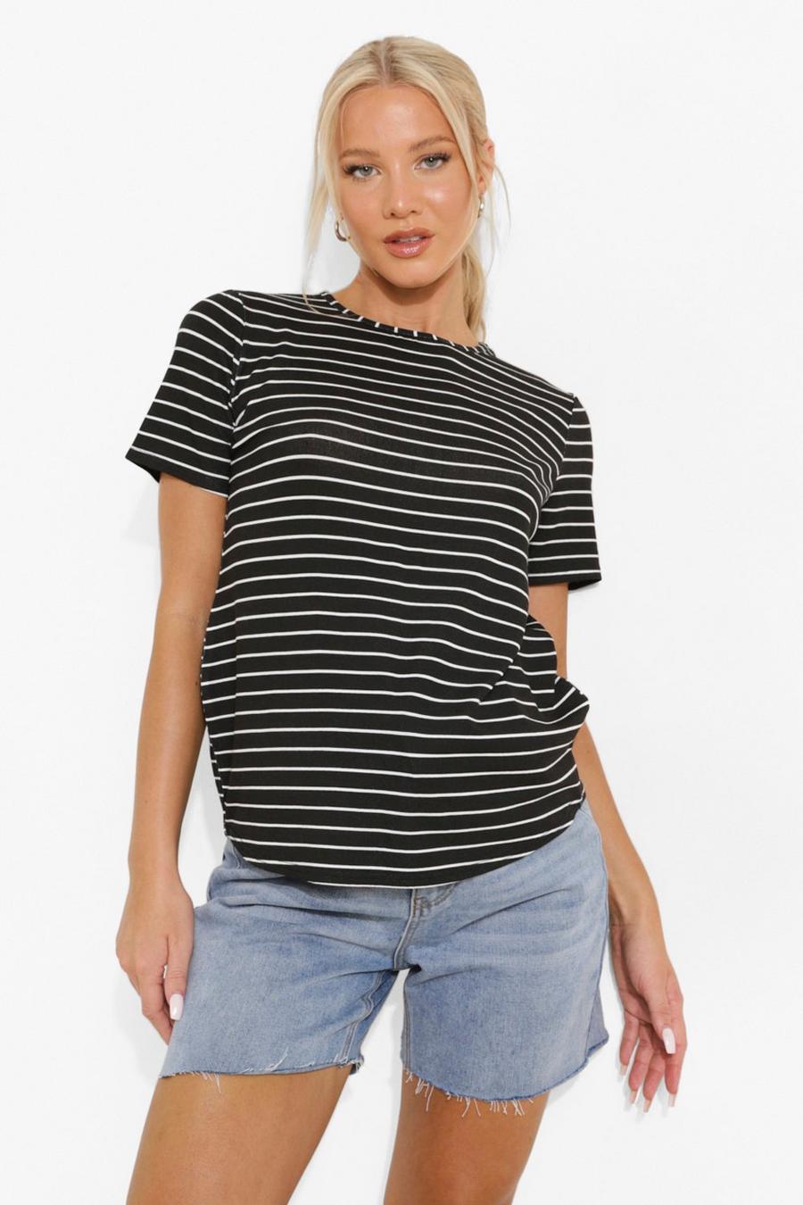 Black Maternity Stripe T-shirt image number 1