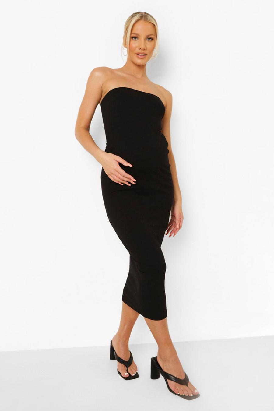 Black Maternity Bandeau Midaxi Dress image number 1