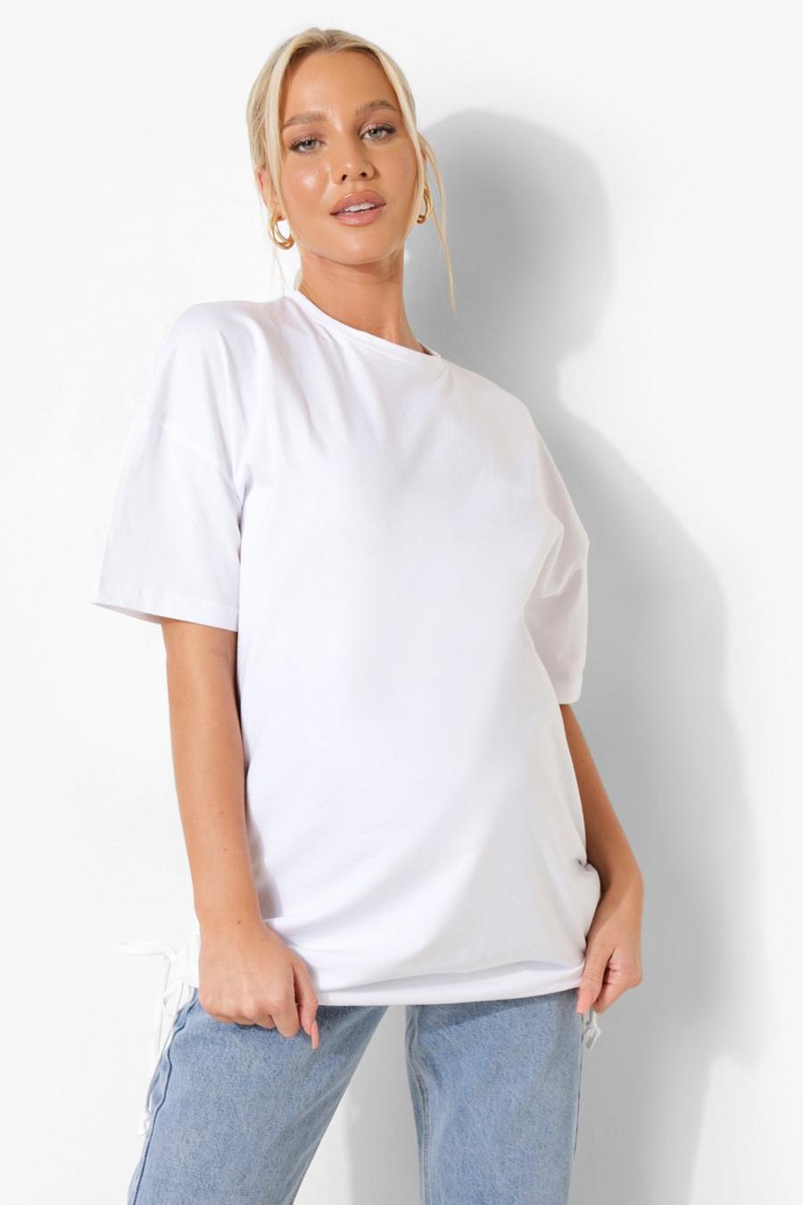 White Maternity Ruched Side T-shirt image number 1
