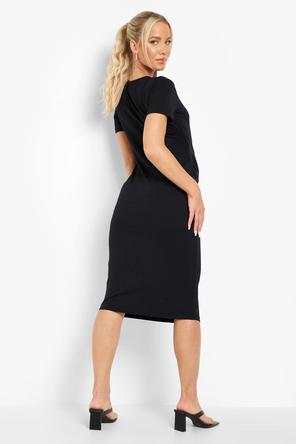 Maternity Crinkle Rib Short Sleeve Bodycon Dress