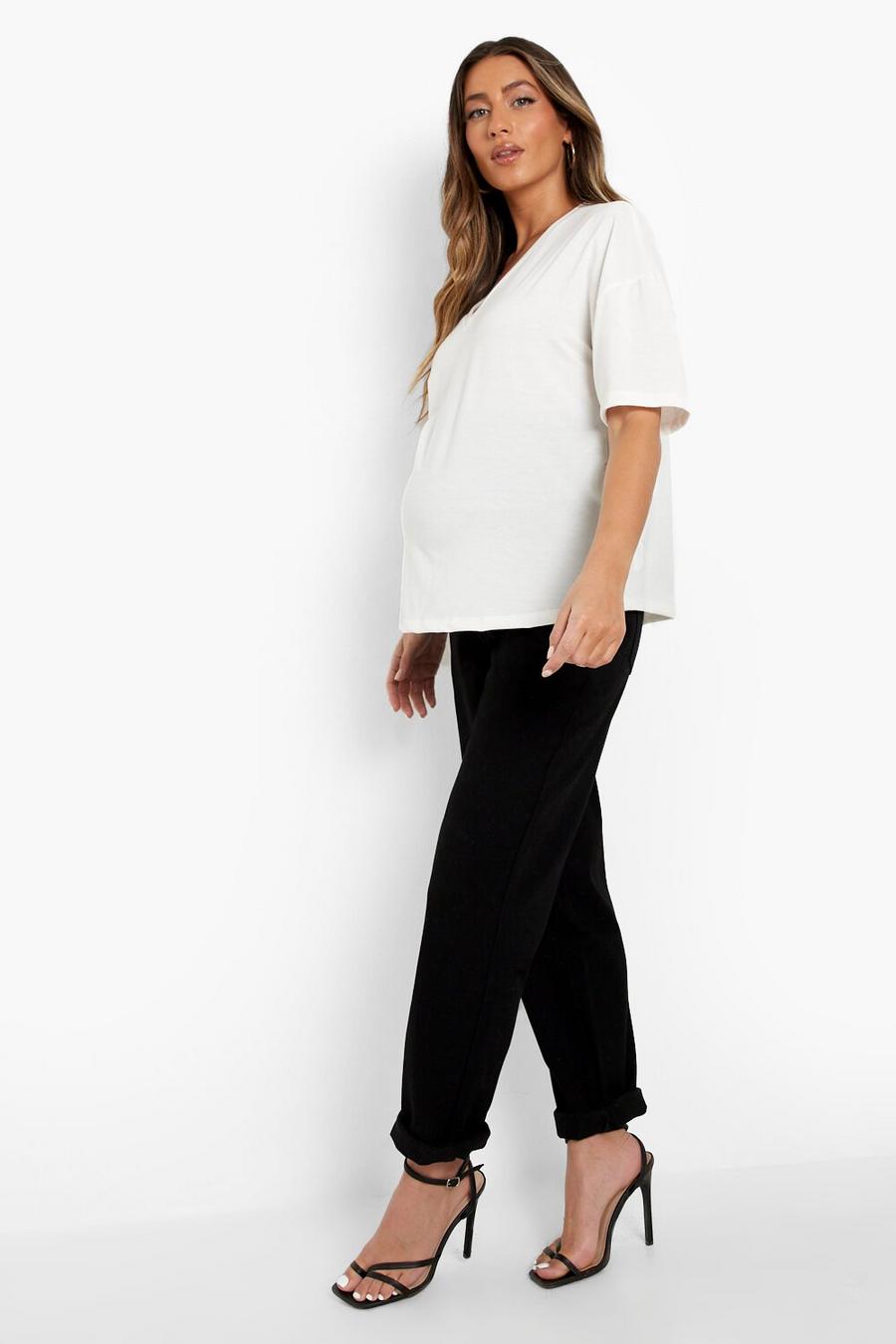 Black Maternity Over The Bump Boyfriend Jeans image number 1
