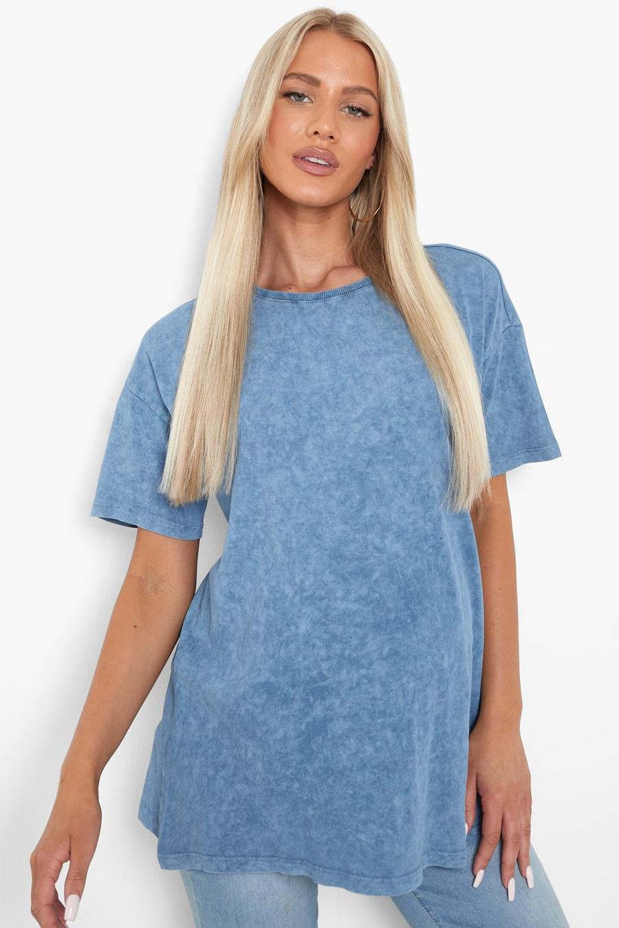 Blue Mammakläder T-shirt med tvättad effekt image number 1