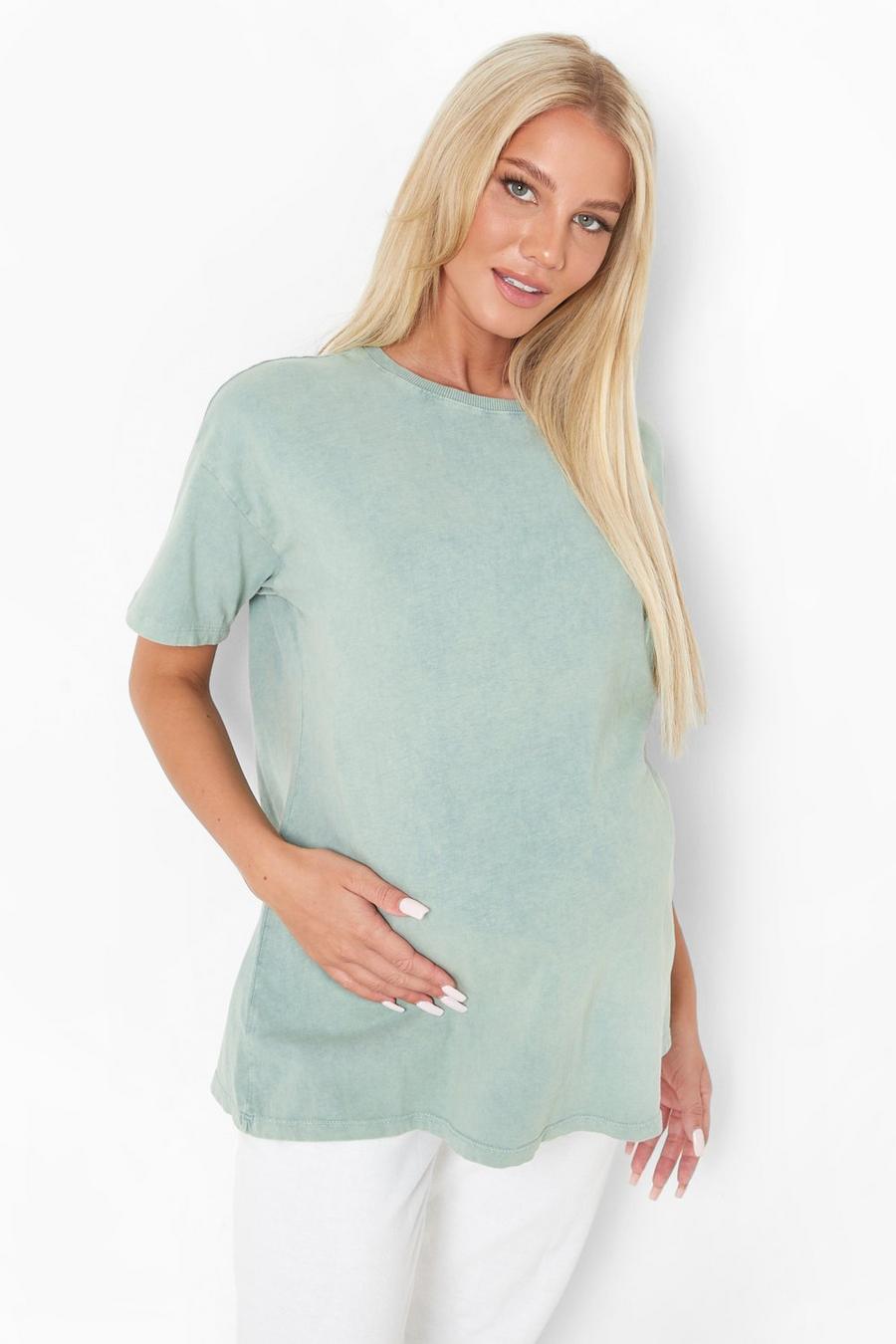 Green Maternity Washed Out T-Shirt image number 1