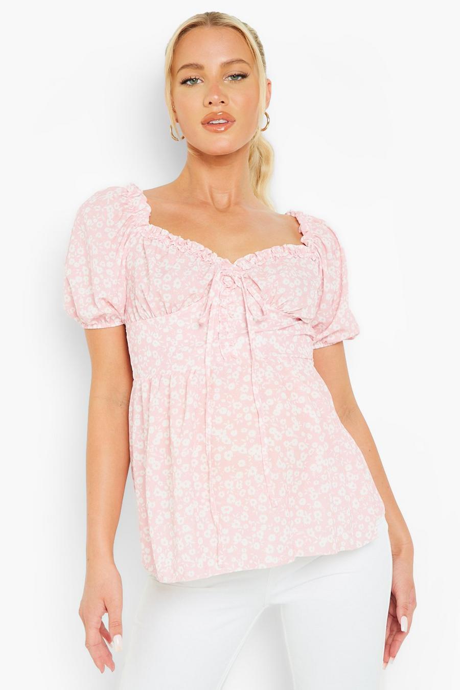 Baby pink Maternity Frill Detail Smock Top image number 1