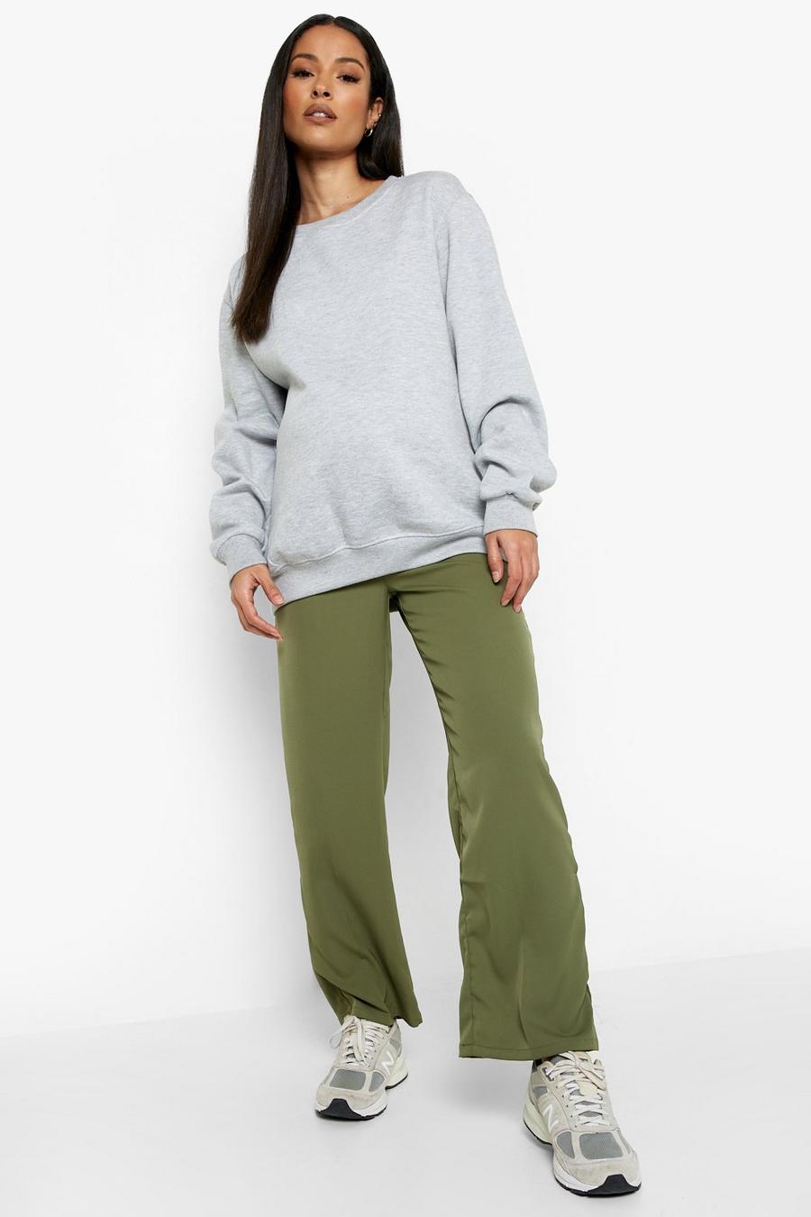 Khaki Maternity Woven Pleated Tailored Pants image number 1