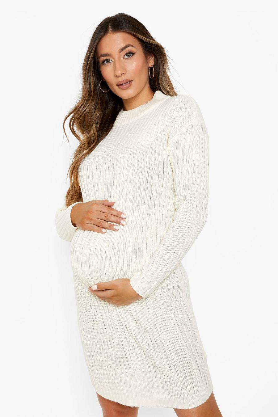 Ecru Recycled Maternity Crew Neck Sweater Dress image number 1