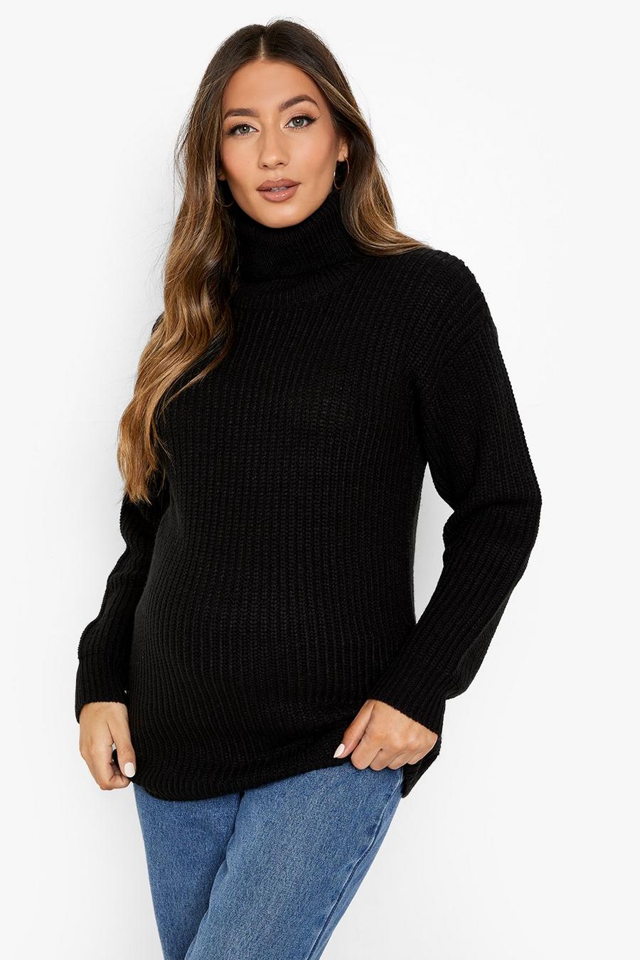 Black Maternity Turtleneck Sweater image number 1