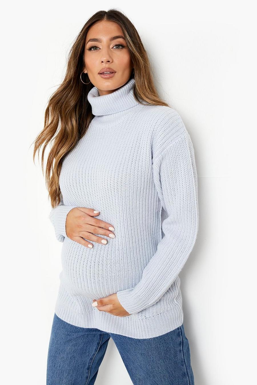 Dusty blue Maternity Turtleneck Sweater