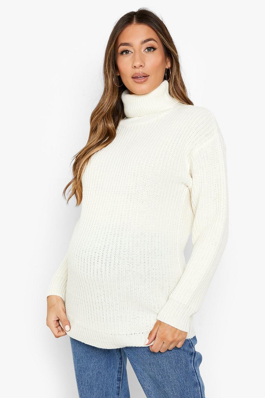 Ecru Maternity Turtleneck Sweater image number 1
