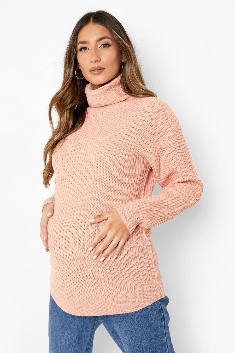 Peach Maternity Roll Neck Jumper image number 1