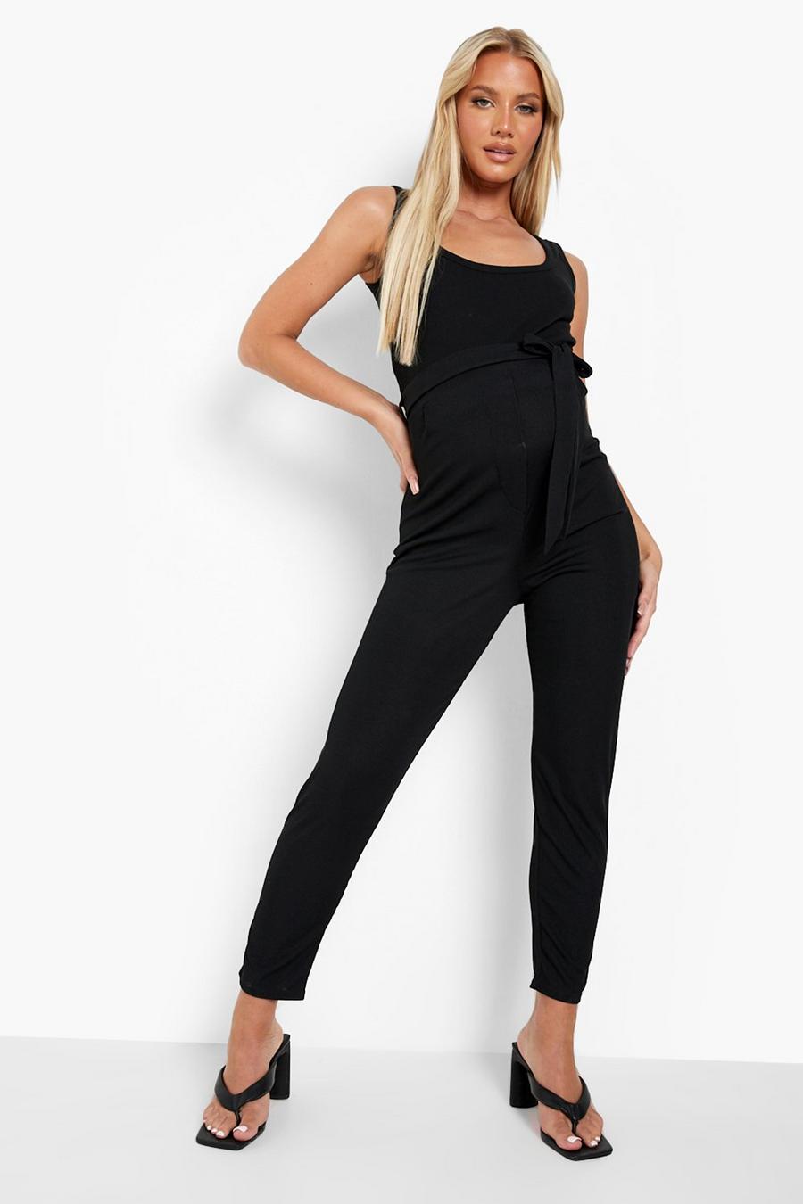Black Maternity Rib Tailored Trousers image number 1