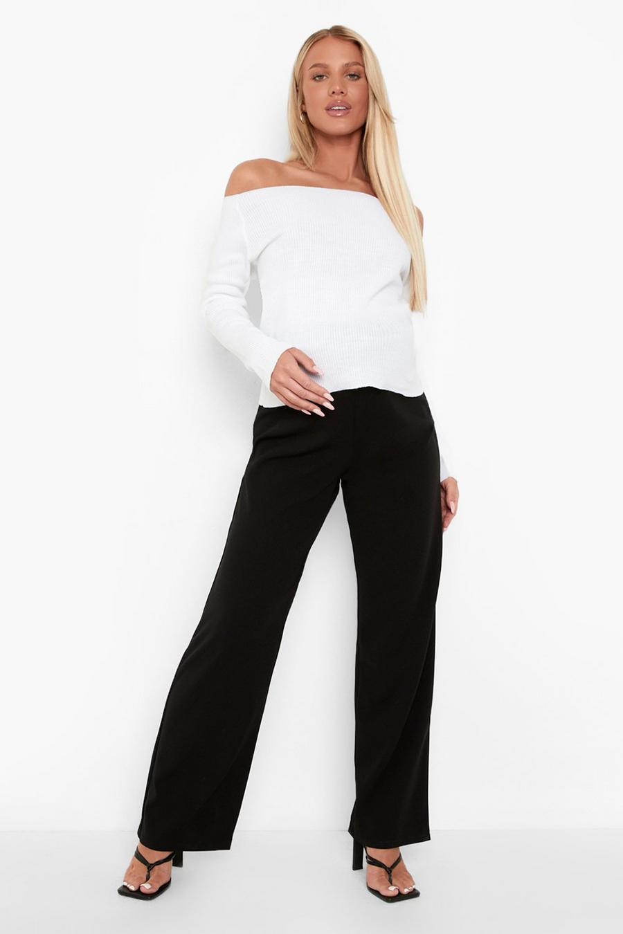 Black Maternity Wide Leg Crepe Trousers image number 1