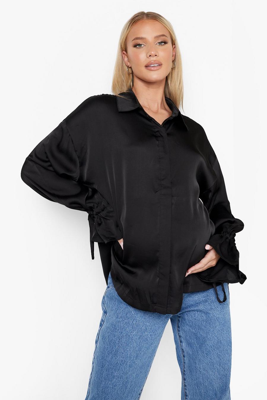 Black Mammakläder - Rynkad skjorta i satin image number 1