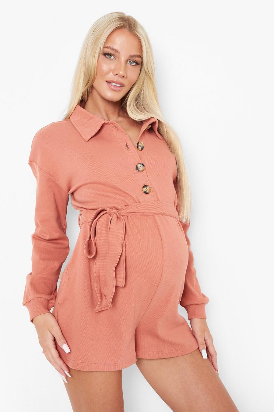 Cedar Maternity Button Front Rib Playsuit image number 1