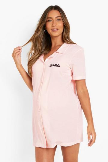 Maternity Mama Embroidered Nightgown baby pink