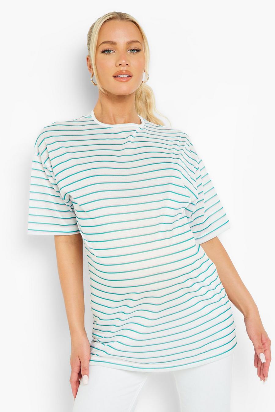 Maternité - T-shirt rayé oversize, Green image number 1