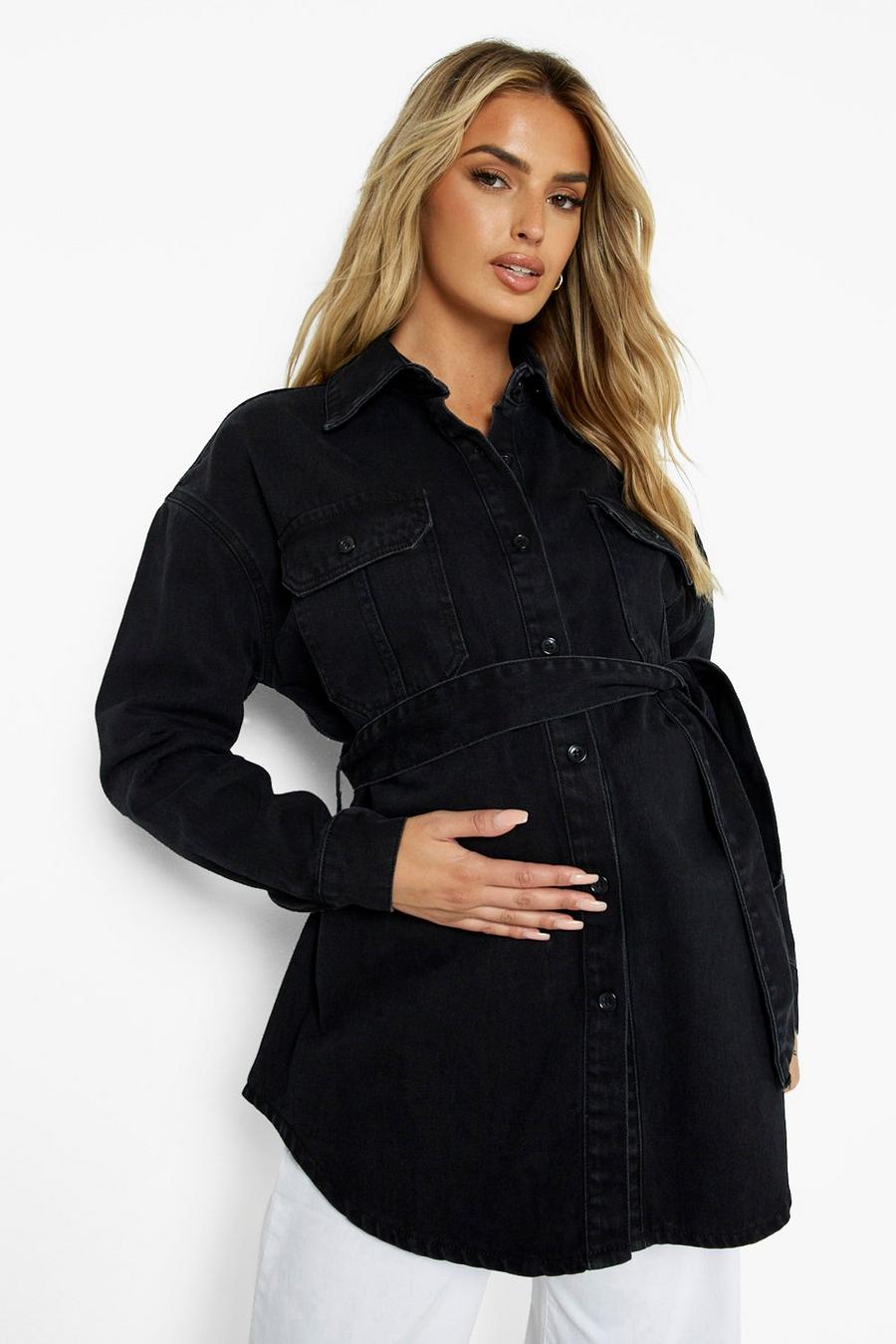 Maternité - Chemise en jean nouée à la taille, Black image number 1