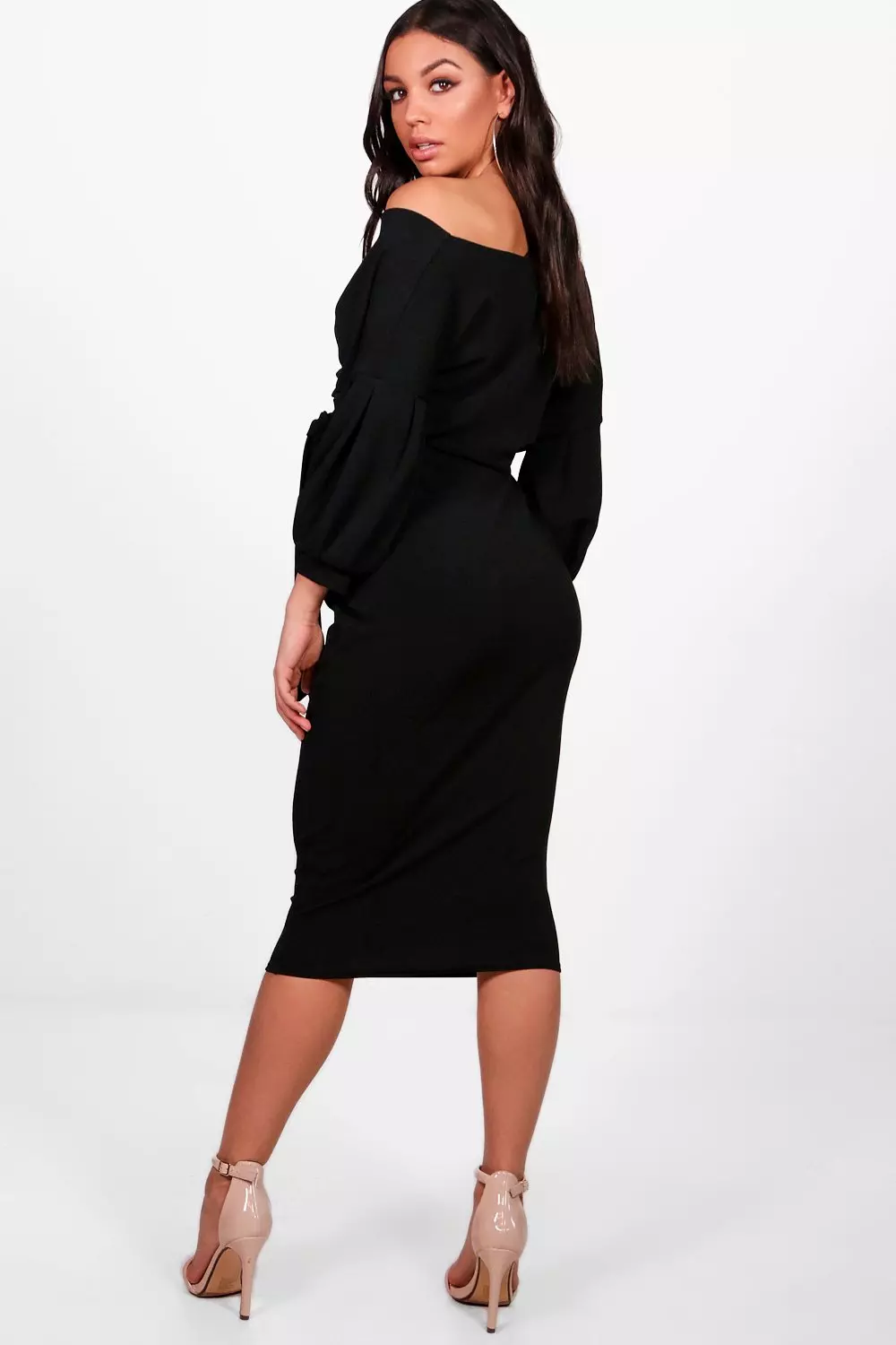 Maternity off the 2024 shoulder wrap midi dress