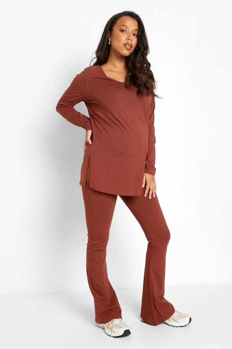 Chocolate Maternity Over The Bump Flare Leggings image number 1