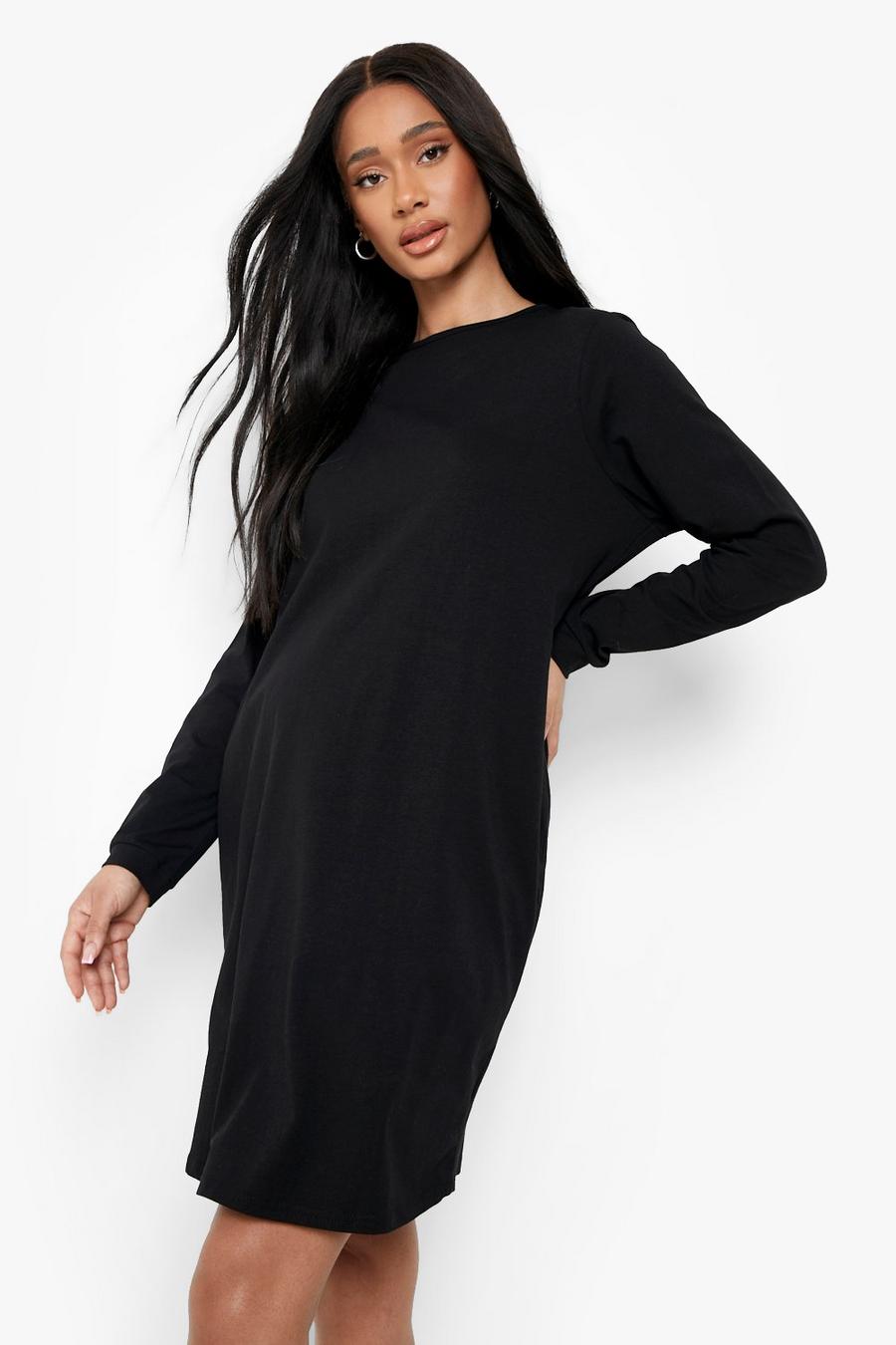 Black Maternity Oversized Long Sleeve T-shirt Dress image number 1