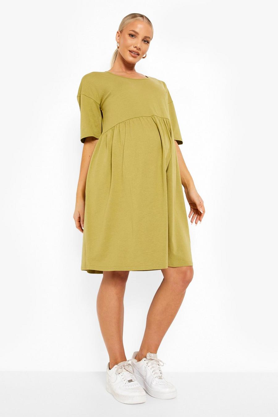 Khaki Mammakläder - Oversize klänning med låg axelsöm image number 1