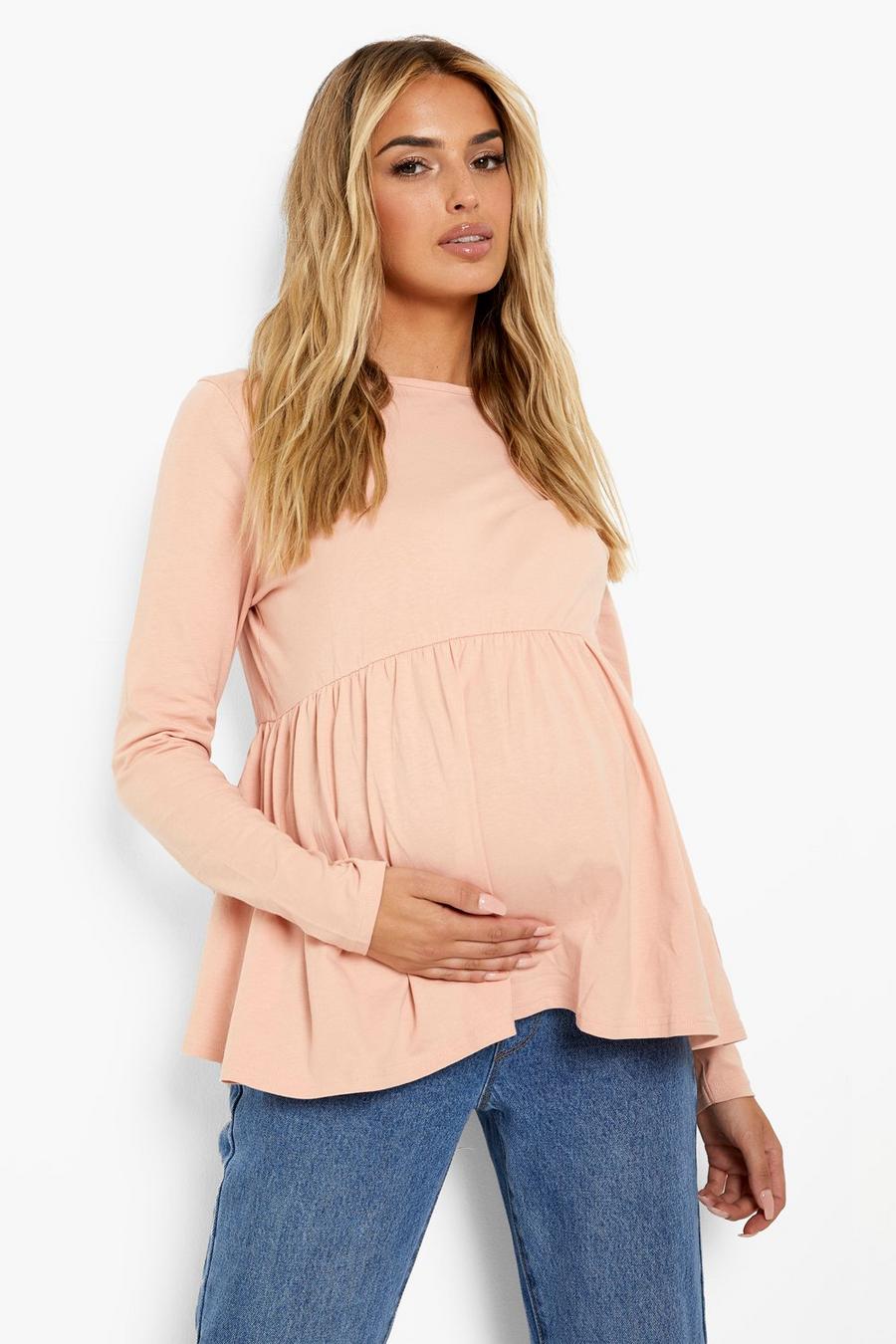 Blush Maternity Crew Neck Long Sleeve Smock Top image number 1