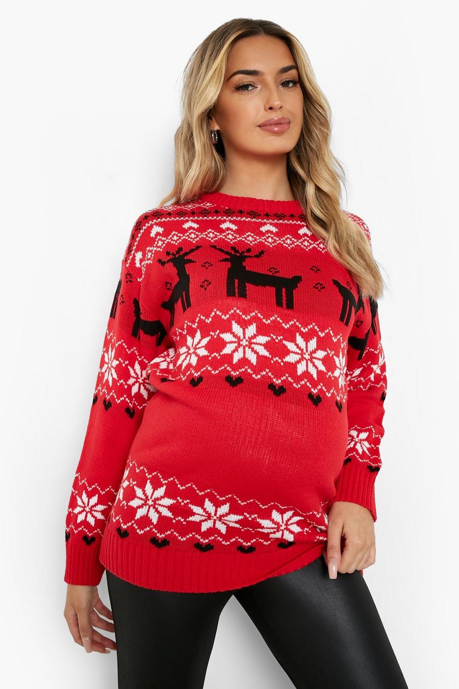 אדום סוודר מבד ממוחזר בסגנון פייר אייל לחג המולד, להיריון image number 1