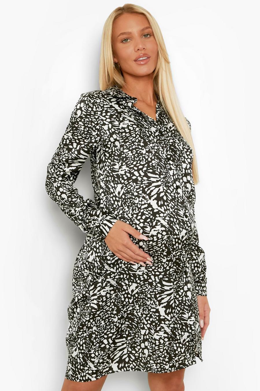 Umstandsmode Hemd-Kleid mit Tierprint, Black image number 1