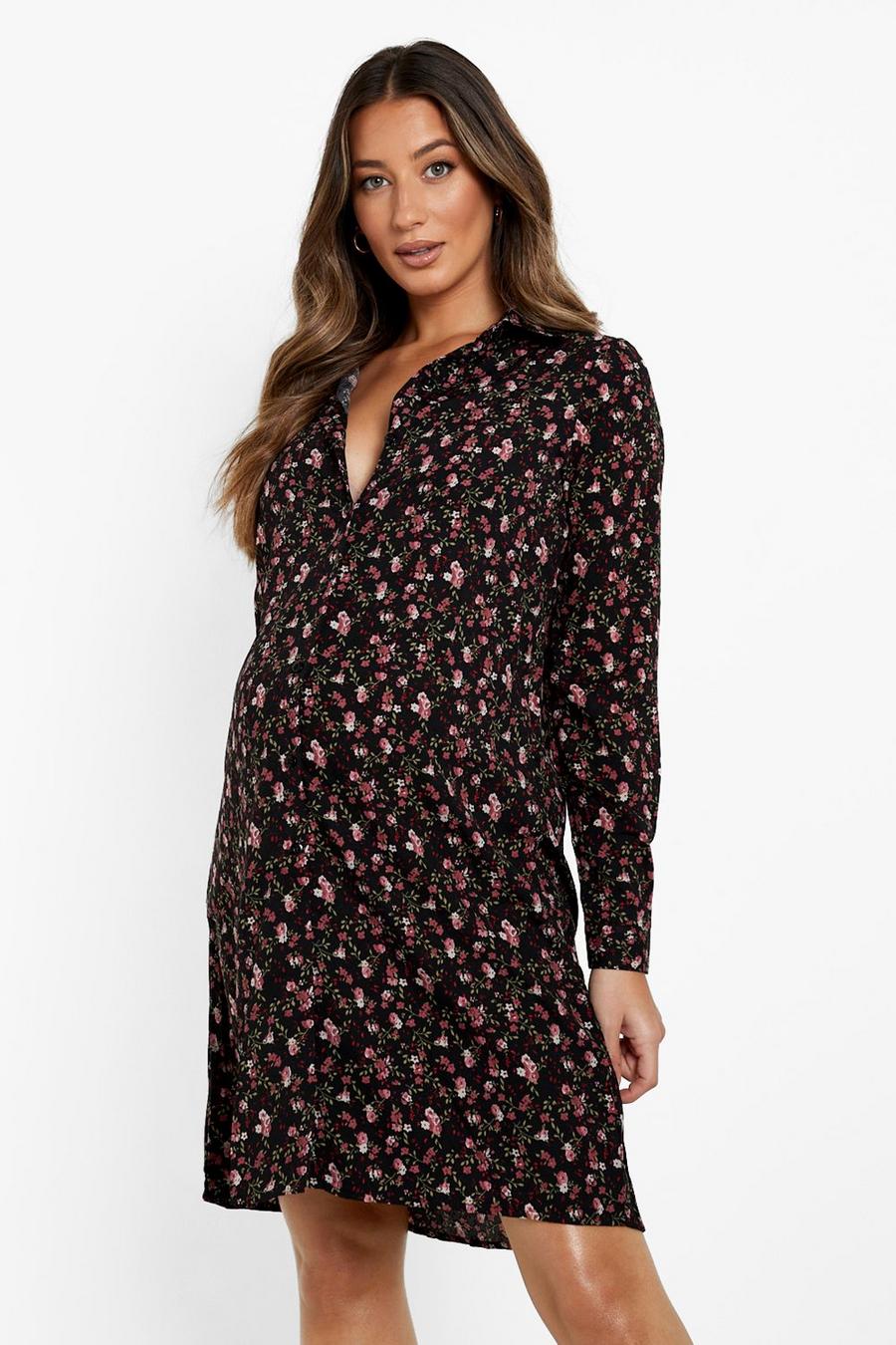 Maternity - Robe chemise à imprimé fleuri, Black image number 1
