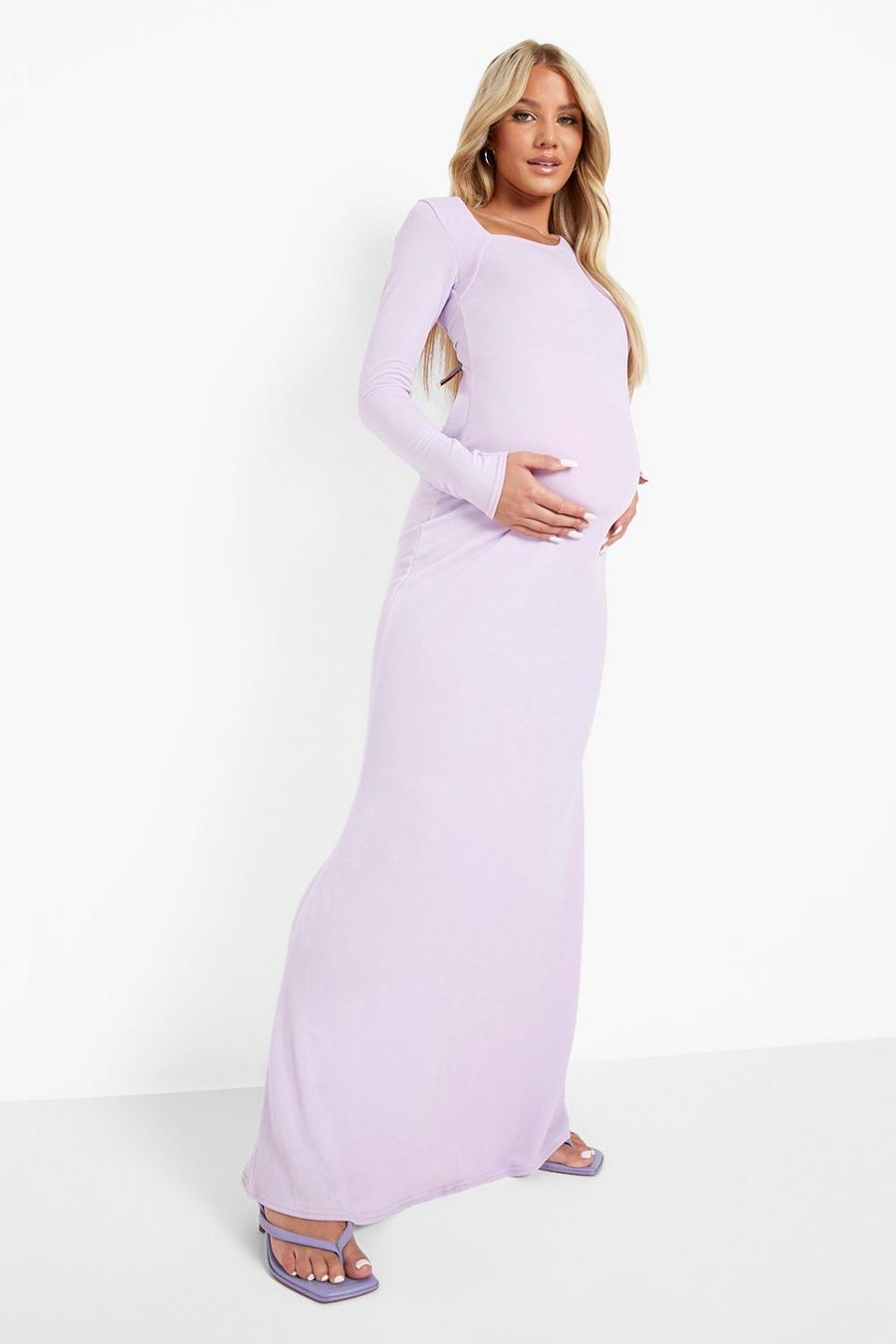 Lilac Maternity One Shoulder Fishtail Maxi Dress image number 1