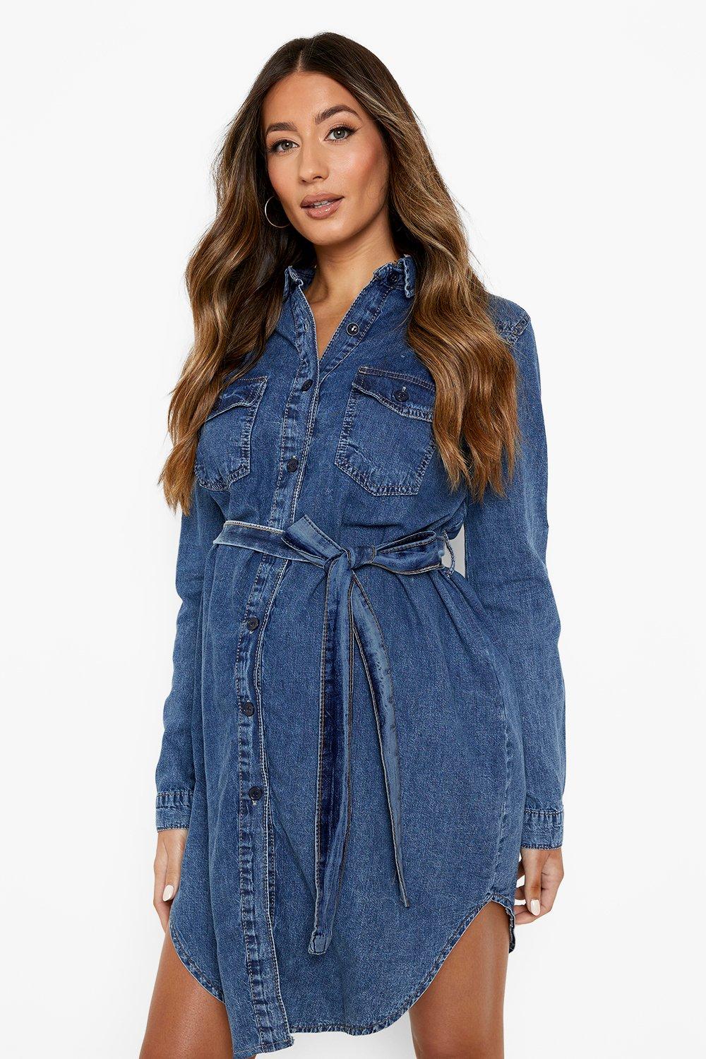 Denim maternity shop dress uk