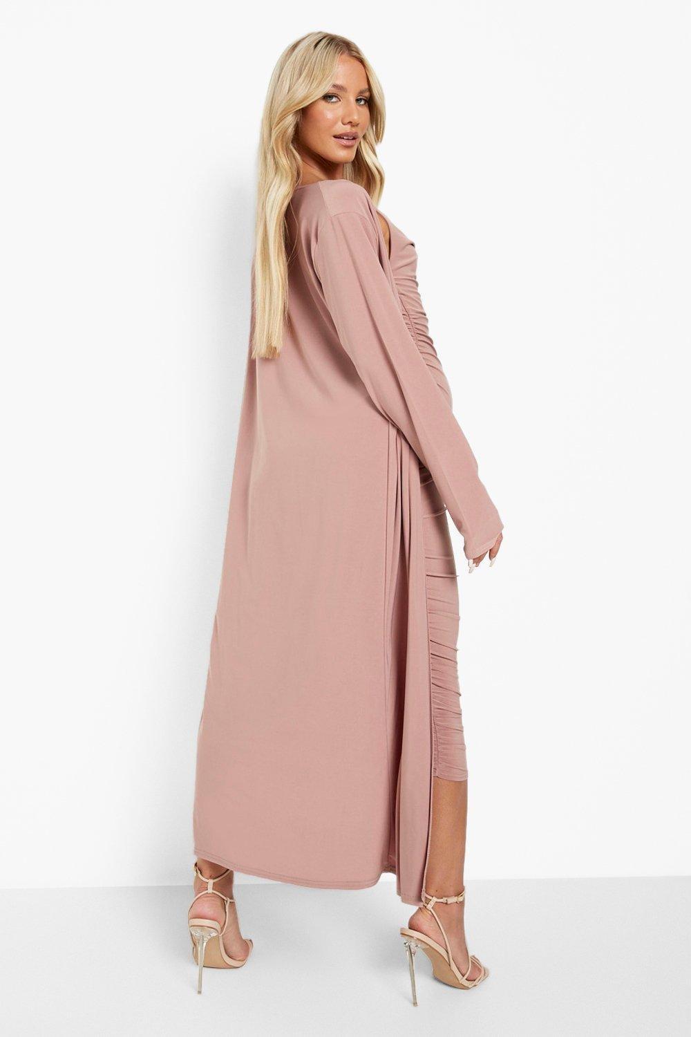 boohoo Womens Maternity Strappy Cowl Neck Dress And Duster Coat