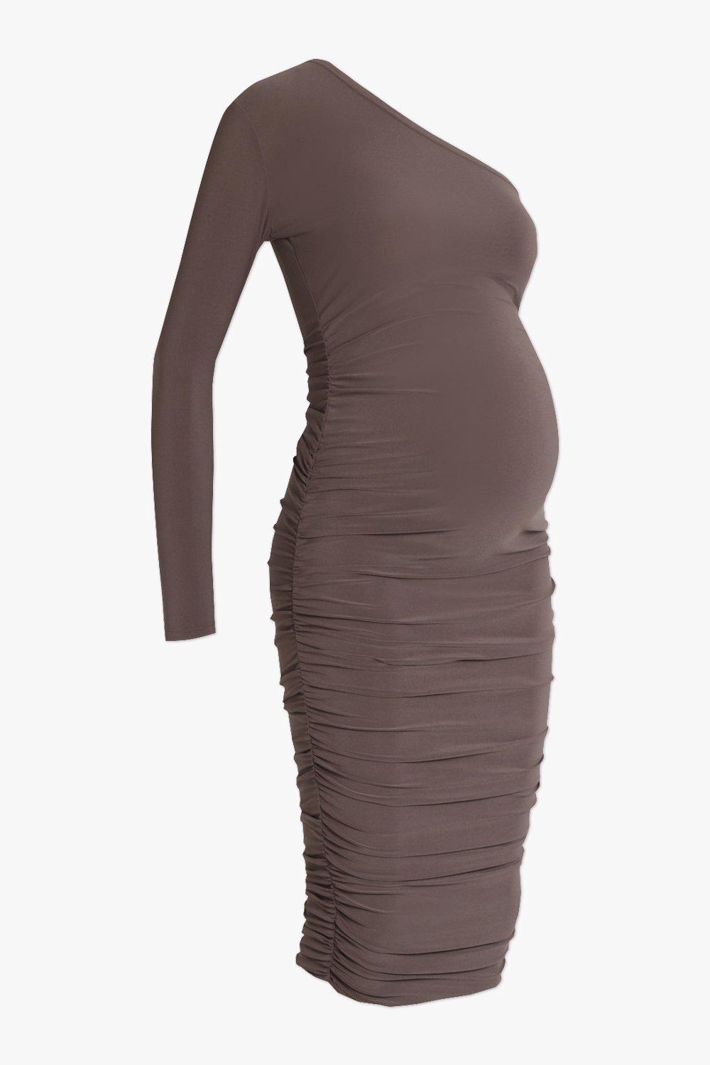 https://media.boohoo.com/i/boohoo/bzz01306_mocha_xl_4/female-mocha-maternity-one-shoulder-ruched-midi-dress