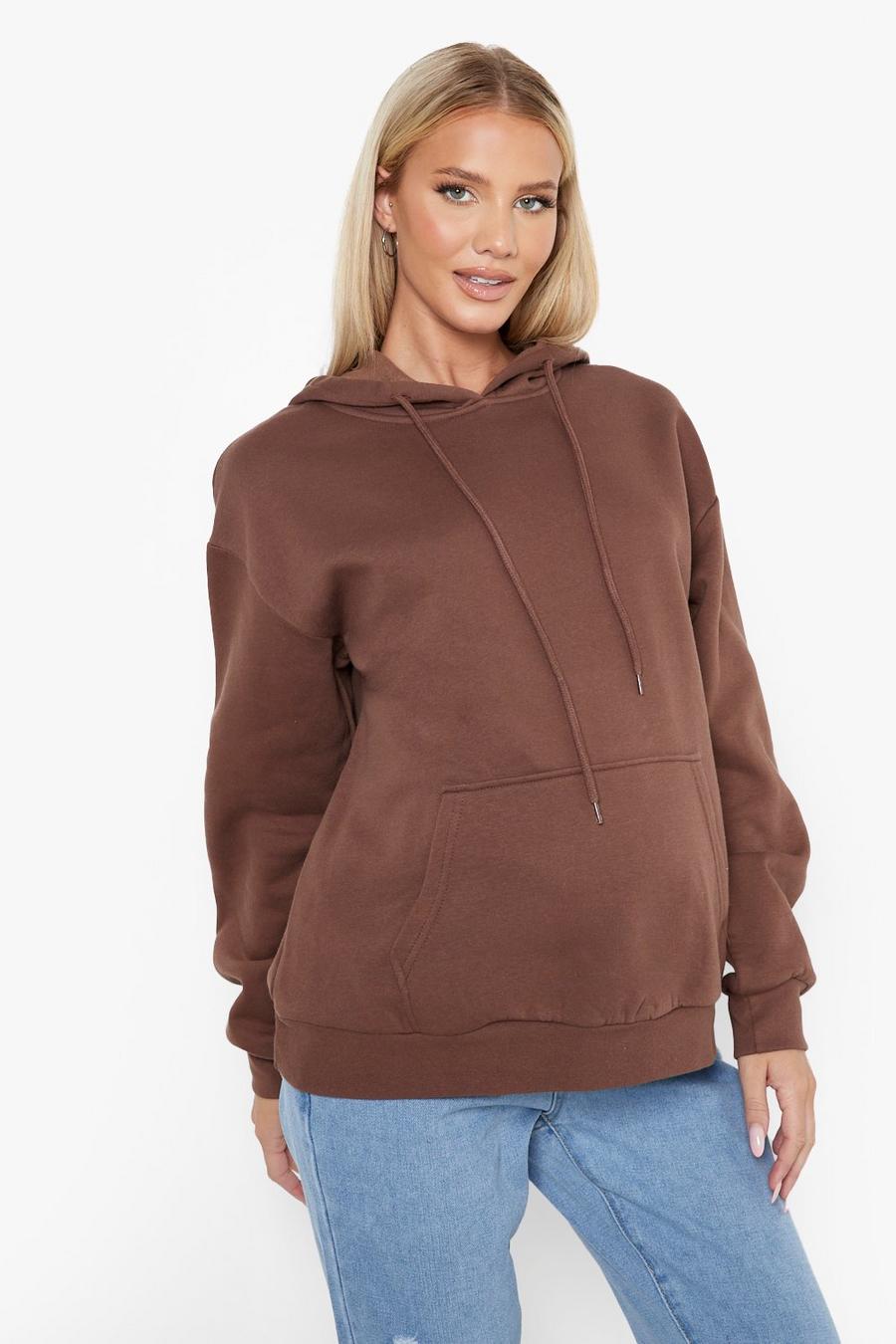 Chocolate brown Maternity Oversized Hoodie image number 1