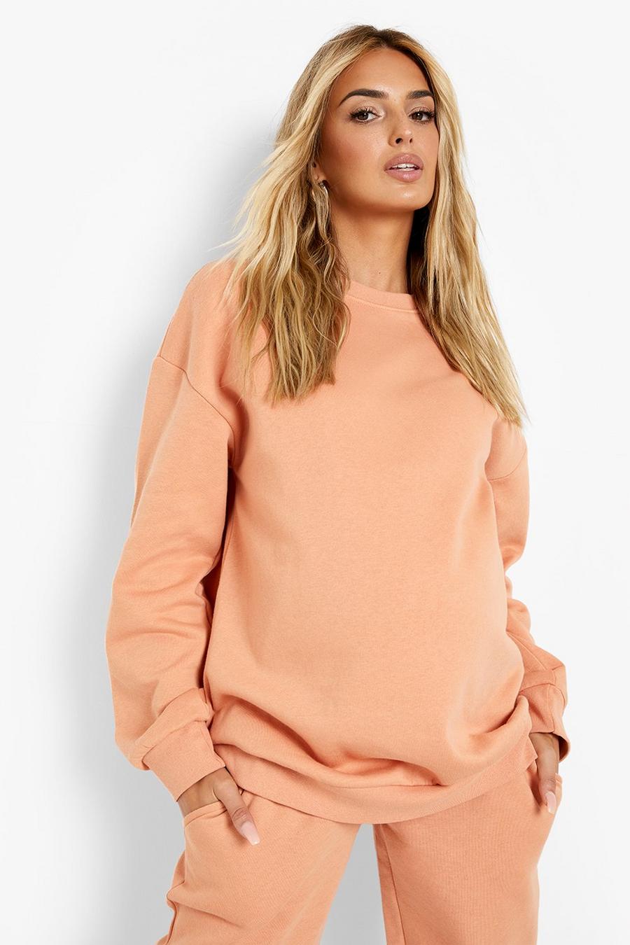 Rust Maternity Oversized Crew Sweatshirt image number 1