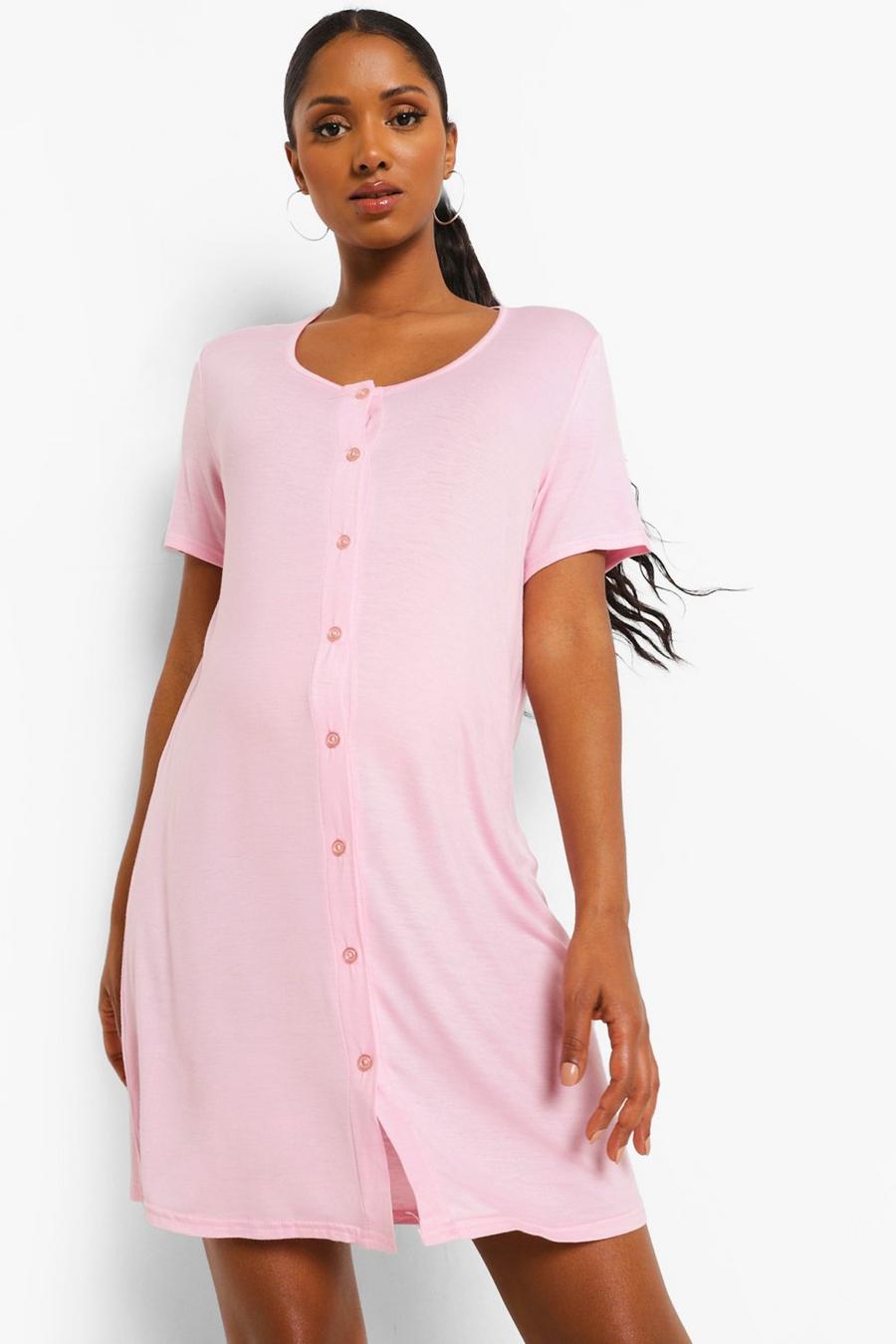 Umstandsmode Nachthemd mit Knopfleiste, Baby pink image number 1