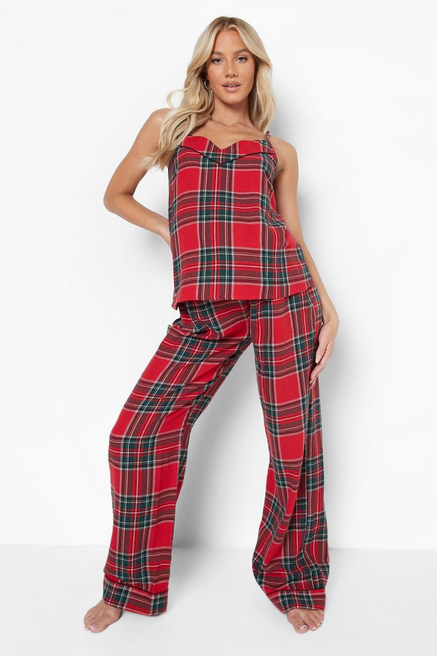 Pijama Premamá de pantalón largo con estampado de cuadros, Red image number 1