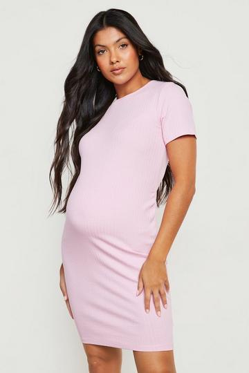 Maternity Basic Rib Bodycon Dress lilac