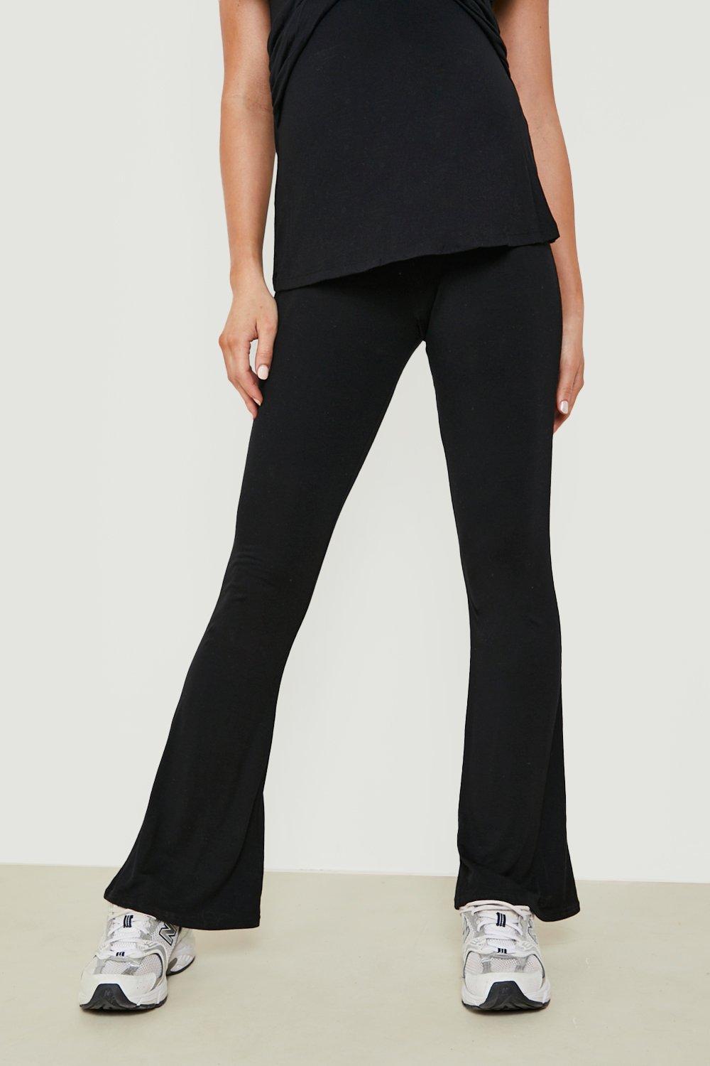 Maternity Rollover-Waist Cropped Flare Jersey Leggings