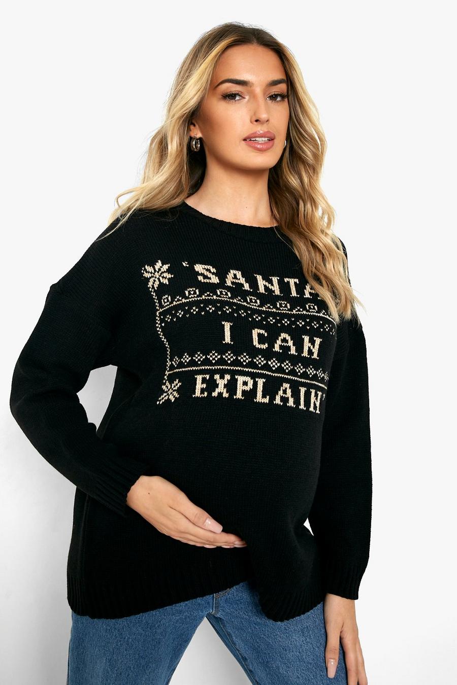 שחור סוודר לחג המולד עם כיתוב I Can Explain, להיריון image number 1