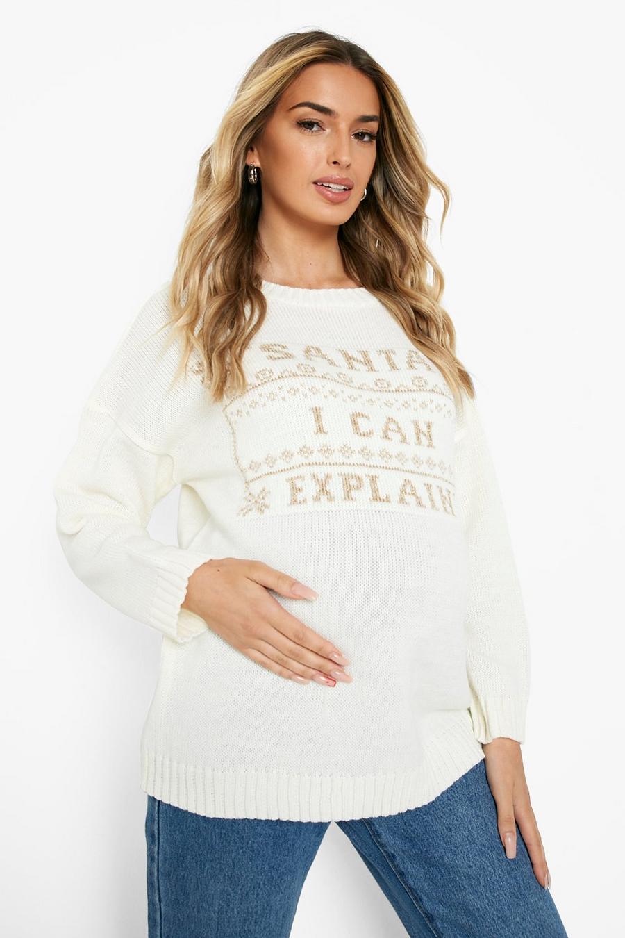 Maternité - Pull de Noël à slogan, Ivory white