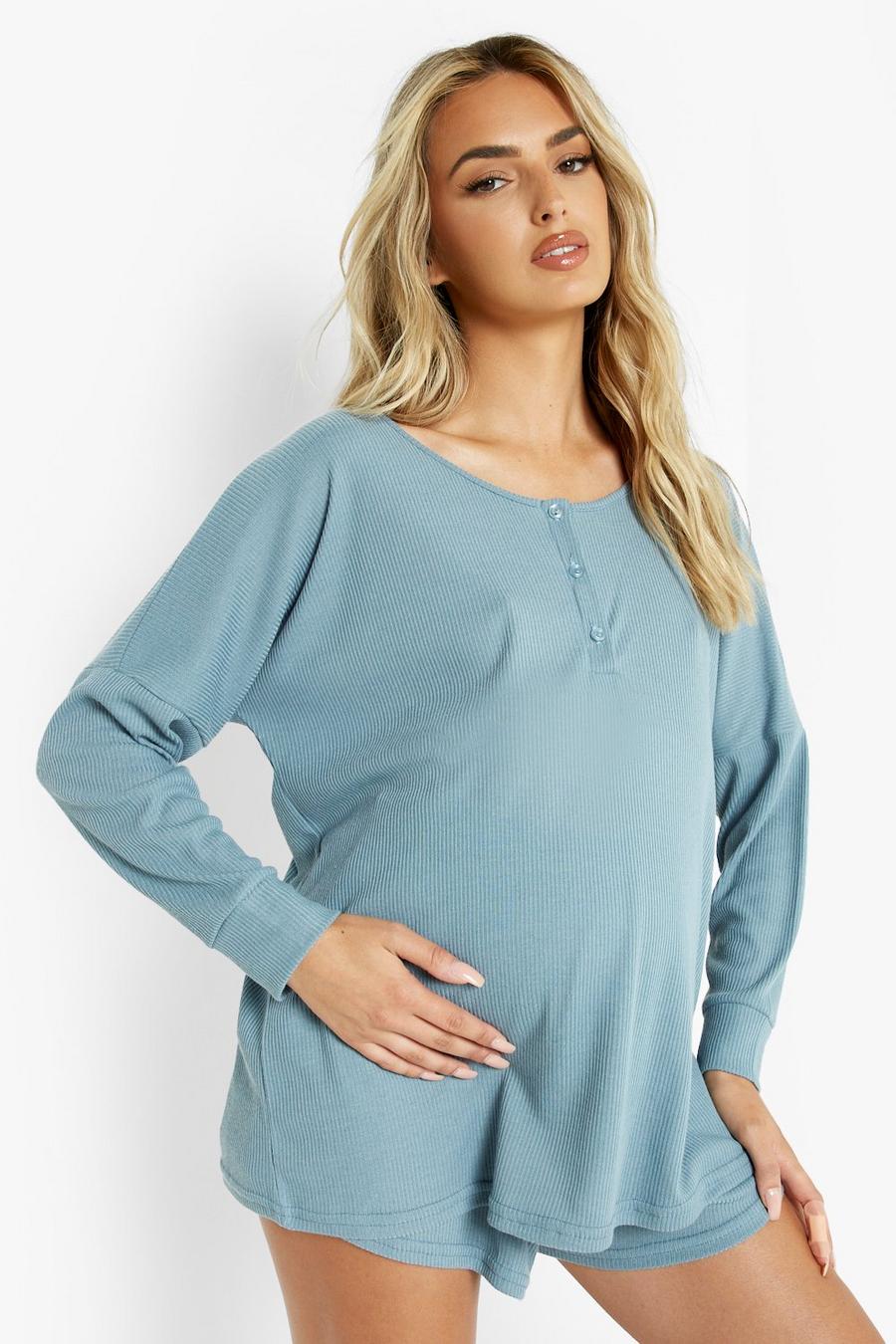 Petrol Maternity Oversized Button Nursing Co-ord image number 1