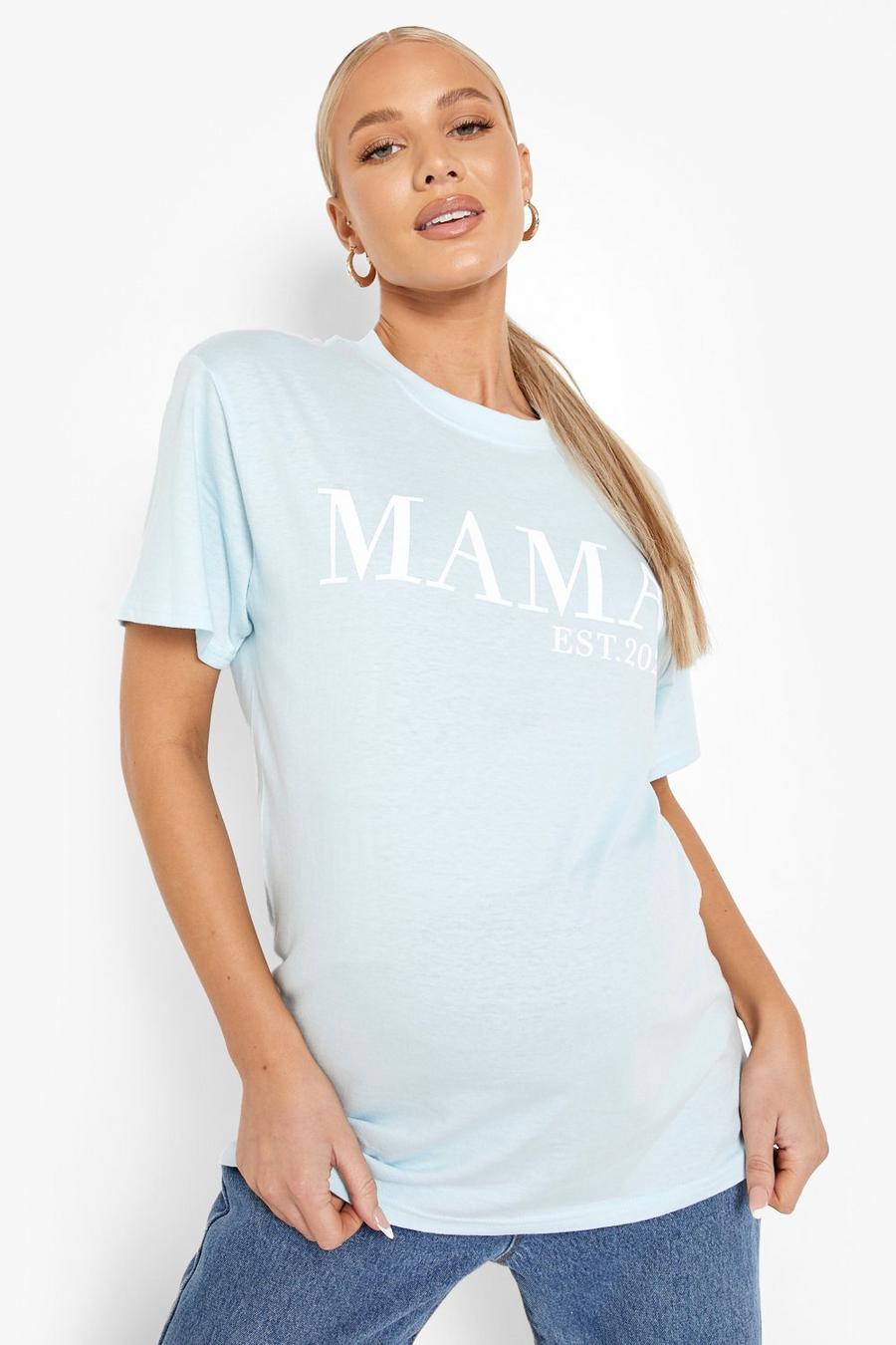 Baby blue Maternity Mama Est 2022 Slogan T-Shirt image number 1