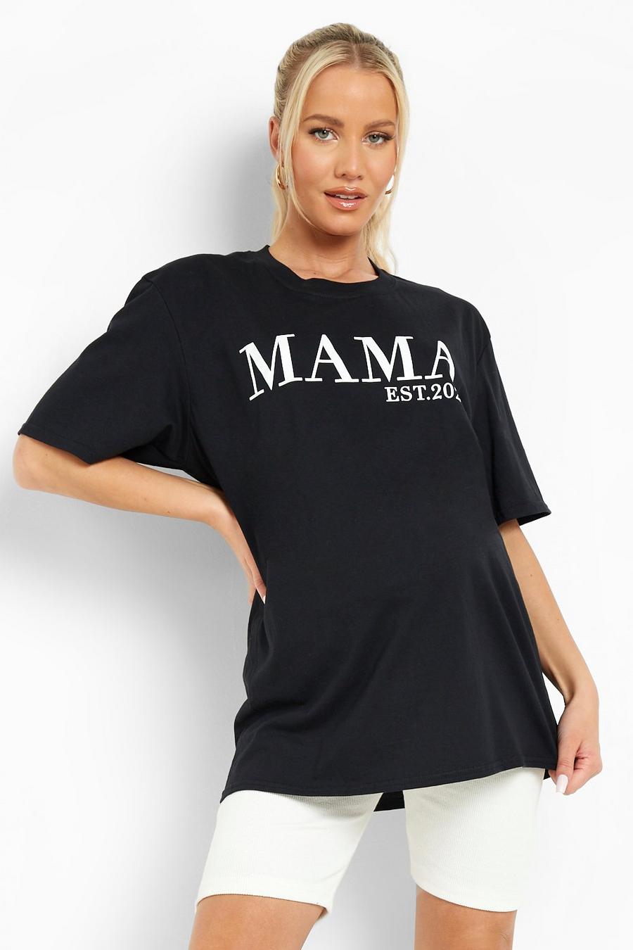 Umstandsmode T-Shirt mit Mama est 2022 Slogan, Black image number 1