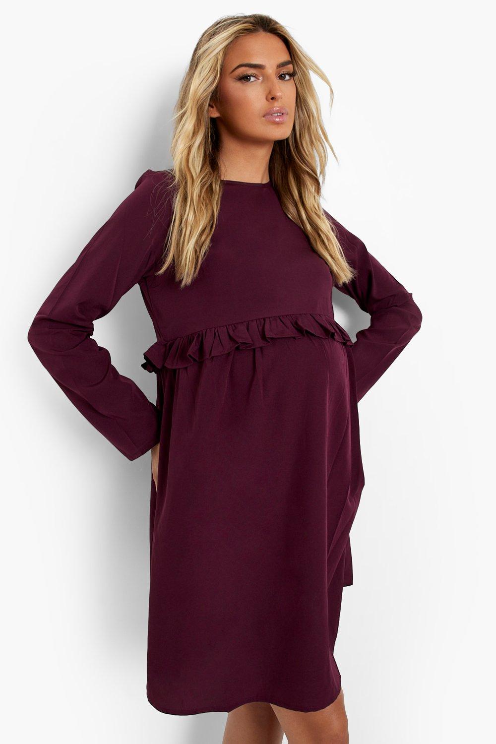 long sleeve velvet smock dress